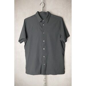 Vuori Mens Short Sleeve Button Up Shirt Dark Gray Size M Polyester Blend